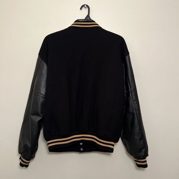 NEW ZLANDER Vintage 90s Leather & Wool Letterman Varsity Heavyweight Jacket- XL - Picture 7 of 9